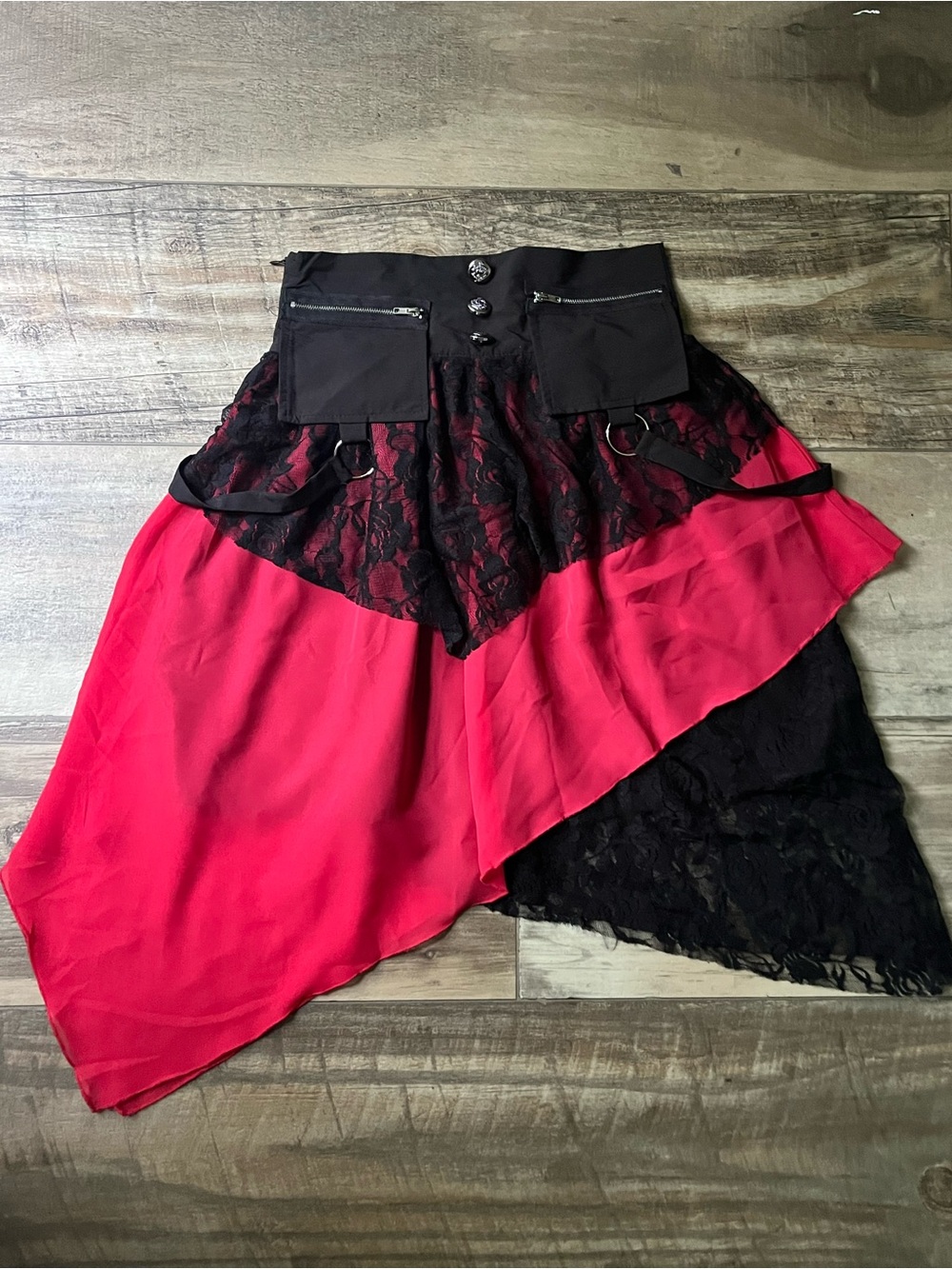 Edgy Asymmetrical Skirt with Lace Accents